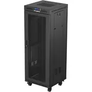 Instalācijas skapis. kas atrodas 19 melnās perforētās durvis Lcd Lanberg Plakanā iepakojums Szafa Instalacyjna Rack 32U 600X600 Czarna Drzwi Perforowane Flat Pack