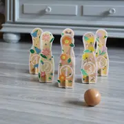 Klasiskā pasaules koka boulinga spēle bērniem 6 gab. Classic World Wooden Bowling Game for Children pcs Ball