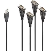 Lindy Usb-A  4X Rs-232 Usb kabelis melns 42675 Kabel Usb-A Czarny