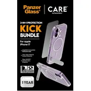 Panzerglasa funkcijas Kick 3In1 korpuss stikls objektīvu aizsardzības komplekts iPhone 17 Care by Panzerglass Feature Case Glass Lens Protection Kit for
