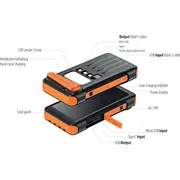 Powerbank 2Go Avārijas barošanas banka 10000Mah Saules baterija un manuāls lādētājs. Awaryjny Solar