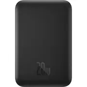Powerbank Baseus Os-Baseus Magnetic Mini Air Wireless Fast Charge Power Bank 6000Mah 20W Cluster Black Ar vienkāršas sērijas uzlādes kabeli Type-C līdz 20V/3A 30Cm melns Simple Series Charging Cable to
