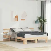 Gultas rāmis ar atvilktni Brūns 150 x 200 cm Priedes masīvkoks Lumarko Ramka Lite drewno sosnowe
