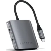 Satechi Usb centrmezgls 4 portu Usb-C Pd alumīnija x 10 Gb/S. ieskaitot 1 100 W Telpas pelēks Hub Port aluminiowy hub 4X 10Gbps. tym 1X 100W space gray
