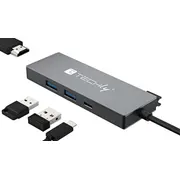 Usb centrmezgls Techly Hub vienā Usb-C in