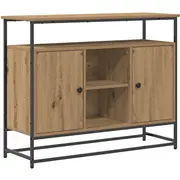 vidaXL bufete Artisan ozola koka. metāla vidēja taisnstūra Bufet Drewno. Metal