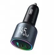 Joyroom Jr-Ccn07 automašīnas lādētājs 145W 2Xusb-C Usb-A Usb-C kabelis 100W tumši pelēks Samochodowa kabel ciemnoszara