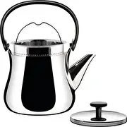 Alessi tējkanna pulēta nerūsējošā tērauda sudraba/melna krāsā Czajnik polerowanej stali nierdzewnej srebrny/czarny