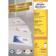Avery Zweckform Universal-Labels Inkjet. Laser Colorlaser kopētājs balts 210X297Mm 200 etiķetes 3655 Copier white labels