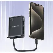 Awei Powerbank ar iebūvētu kabeli P87K 10000Mah melns/melns 30W Wbudowanym kablem czarny/black
