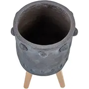 Beliani puķu pods uz kājām Brunnera Keramika 24 cm Grafīts Doniczka na Ceramika Grafitowy