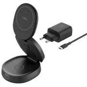 Belkin magnētiskais lādētājs. saliekšana. Qi2 15W. barošanas avots. melns Magnetyczna 3W1. zasilacz 36W. czarna