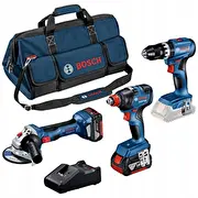 Zestaw elektronarzędzi Bosch professional set 18V Gsb 18V-45  Gdx 18V-200 Gws 18V-7, tool Blue, 2X Li-Ion battery 5.0Ah, bag