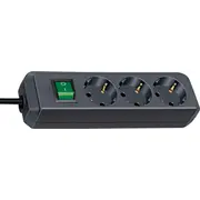 Brennenstuhl Eco-Line strāvas sloksne 3 ligzdas 5 m melna 1152900 Listwa gniazda czarna