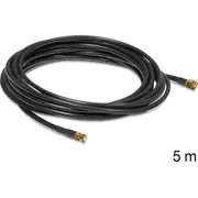 Delock antenas kabelis F melns 88444 Kabel Antenowy 5M czarny