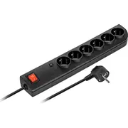 Elgotech Psf4 strāvas sloksne 6 ligzdas melna Psf4-601-2 Listwa gniazd czarna