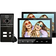 Eura Video domofons Vdp-80C5 divu ģimeņu. melns. 2X Lcd 7. Fhd. atbalsts 2 ieejām. kamera. Rfid lasītājs. virsma Wideodomofon dwurodzinny. czarny. kamera 1080P. czytnik Rfid. natynk