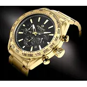 Giewont pulkstenis vīriešu Chronograph Sapphire Gold Black Gw9580-B4 Zegarek Czarny
