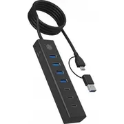 Icy Box Hub Ib-Hub1737-C3 Usb 3.2 Gen 1 Hub. 3X Type-C. 4X Type-A 7-Port