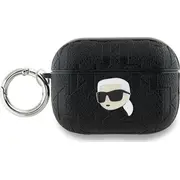 Karls Lāgerfelds Klap2Pgkipk Airpods Pro 2 2022/2023 vāks melns/melns Monogramma Karl Head Lagerfeld cover czarny/black Monogram