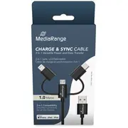 Mediarange 3-In-1 kabelis. mikro Usb. Usb-C un Lightning. sw Kabel. micro und