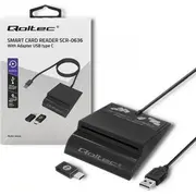 Qoltec Smart Id mikroshēmu karšu lasītājs Scr-0636 Usb Type C Inteligentny czytnik chipowych kart typu