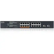 Slēdzis Zyxel Switch Xmg1915-18Ep. Poe viedais slēdzis. hibīda režīms. savrups vai Nebulaflex Cloud 16-Port 2.5Gbe. Sfp. 180W Smart Switch. hybird mode. standalone or