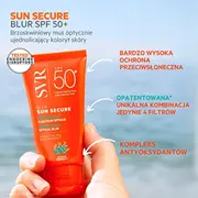 Svr. Saules drošs izplūnis. bez parfum. aizsardzība pret sauli. sauļošanās krēms. sejai. Spf 50. 50 ml Sun Secure Blur. Parfum-Free. Protection. Sunscreen Cream. For Face.