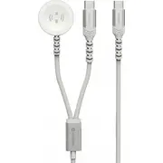 Swissten bezvadu lādētājs Av adapteris Apple Watch un Usb-C. Usb-C balts Adapter Wireless Charger 2In1 For And White