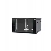 Szafa wisząca Rack 19 cali 6U/600Mm drzwi przeszklone otwierane boki Ral 9005 Bock-019-060-600-C