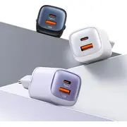 Usams Charger Lod. tīkls. Cc254 30W Gan Usb-C/Usb-A ātrās uzlādes Hc Series melns/melns Cc254Tc01 Siec. Fast Charging czarny/black