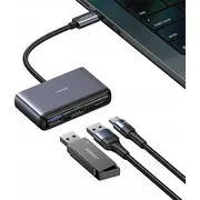 Usb Hub Usams pelēks/tumši pelēks Sj628Hub01 Us-Sj628 Hub Usb Adapter 5W1 2.0/Usb Usb-C/Tf/Sd szary/dark grey