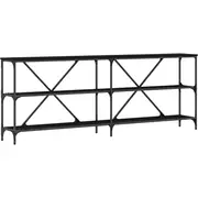 vidaXL konsoles galds Melns ozols Metāls. Mdf Lielais Galds Konsolowy Czarny Metal. Stolik