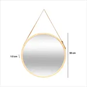 5 pieci spoguļi Loft vannas istabas spogulis uz lentes. Ø 50 cm Lustro 5Five na pasku.