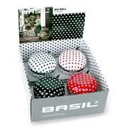 Basil Big Bell Polkadot velosipēda zvans 80Mm. dažādas krāsas. kastē 4 gab Bas-50403 Dzwonek rowerowy mix 4Szt.