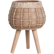 Beliani puķu pods uz kājām Darmera Ceramics 30 cm Gaiši brūns Doniczka na Ceramika