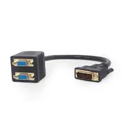 Gembird pasīvais Dvi Adapteris/Dalītājs uz Vga mātītes. melns A-Dvi-2Vga-01 Pasywny adapter/splitter Dvi do 2X 0.3M. czarny