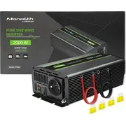 Invertors Qoltec Monolith 1000W 2000W 24V līdz 230V tīra sinusa sprieguma pārveidotājs Przetwornica na Czysty Sinus