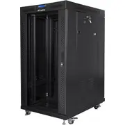 Lanberg skapis Brīvi stāvošs 19 collas 22U 800X1000 stikla durvis Lcd Plakans iepakojums V2 melns Szafa cali drzwi szklane flat pack czarna