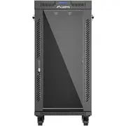 Lanberg skapis Stāvs uzstādīšanas plaukts 19 24U 600X600 melns ar stikla Lcd durvīm Plakans Szafa instalacyjna rack czarna drzwi przeszklone Flat packV2