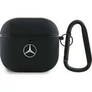 Mercedes Mea4Cslbk Airpods 4 Cover melna/melna ādas metāla logotips cover czarny/black Leather Metal Logo