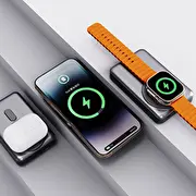 Powerbank Dudao K29 Pd 20W ar Magsafe metāla korpusu. statīvu un iebūvētu Usb -C/Zibens kabeļi -Pelēki 10000Mah wbudowanymi kablami Usb-C/Lightning szary