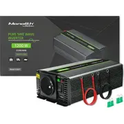 Qoltec pārveidotājs Monolīts sprieguma 600W 1200W 24V līdz 230V Pure Sine Przetwornica Monolith na Czysty Sinus