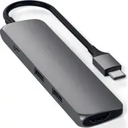 Satechi 4-In-1 Usb-C Slim Multiport Adapter 4K alumīnija adapteris mobilajām ierīcēm Usb-C. Hdmi. 2X Usb-A Melns Aluminiowy adapter do mobilnych black