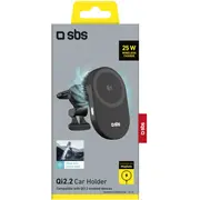 Sbs magnētiskais turētājs ar Qi2.2 25W bezvadu lādētāju aktīvo dzesēšanu melns Uchwyt magnetyczny aktywnym czarny