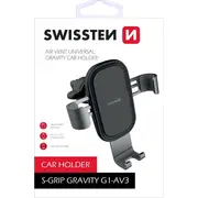Swissten Gravity automašīnas turētājs ventilācijas režģim padevei Type G1-Av3 melns Uchwyt Samochodowy grawitacyjny do kratki wentylacyjnej nawiewu Typ czarny