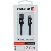 Swissten Mfi tekstilizstrādājums Fast Charge 3A zibens dati un lādēšanas kabelis 2.0M Textile Lightning Data and Charging Cable