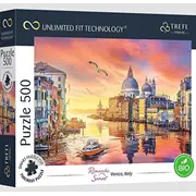 Trefl Puzle 500 gabali Uft Romantisks saulriets Venēcija. Itālija Puzzle elementw Romantczny zachd soca Wenecja. WOchy
