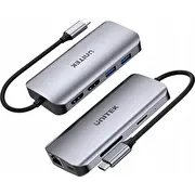 Usb Hub Unitek Active Usb-C centrmezgls 5Gbps. 2X Hdmi 4K. karšu lasītājs. Rj-45. Pd 100W Aktywny hub czytnik kart.