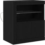 vidaXL Sānu bufete Black Oak Engineered Wood Medium Buffet Bufet boczny Czarny Drewno